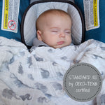 Organic Cotton Muslin Swaddle Blanket - Elephant Print by LollyBanks