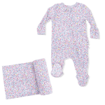 Angel Dear Elizabeth's Garden - 2 Way Ruffle Back Zipper Footie & Swaddle Blanket Set - 