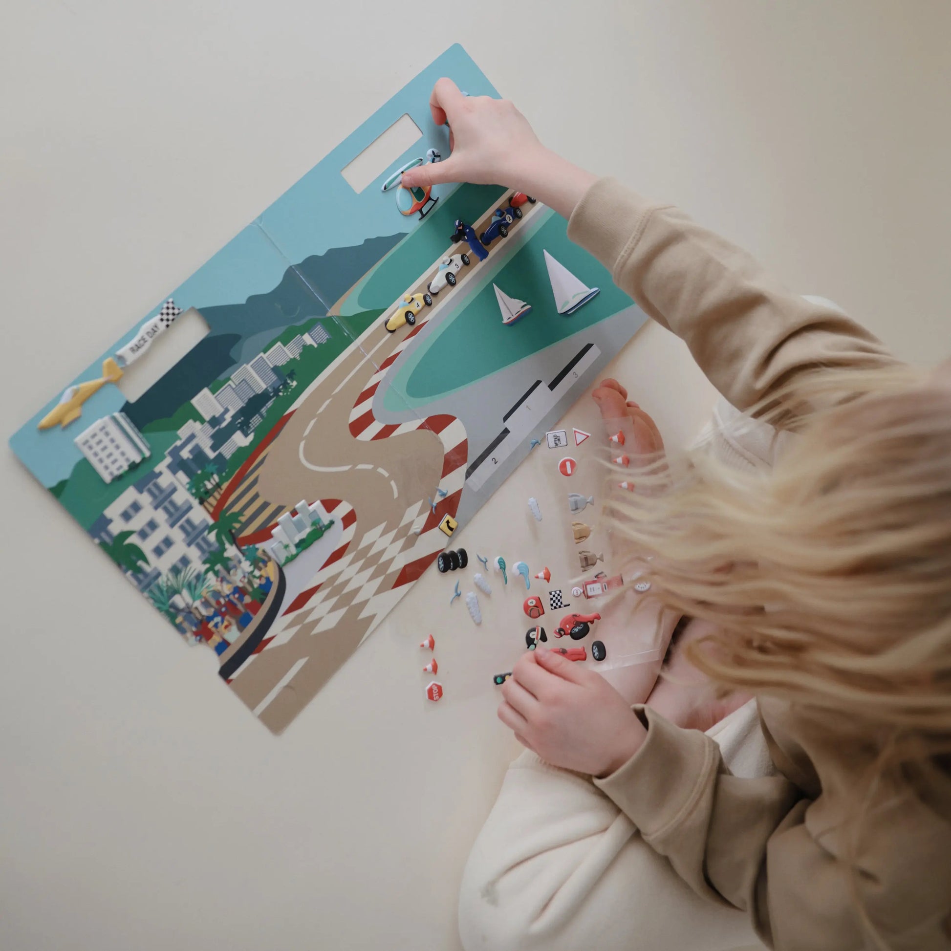Reusable Race Car Sticker Set for Imaginative Play and Storytelling Mushie