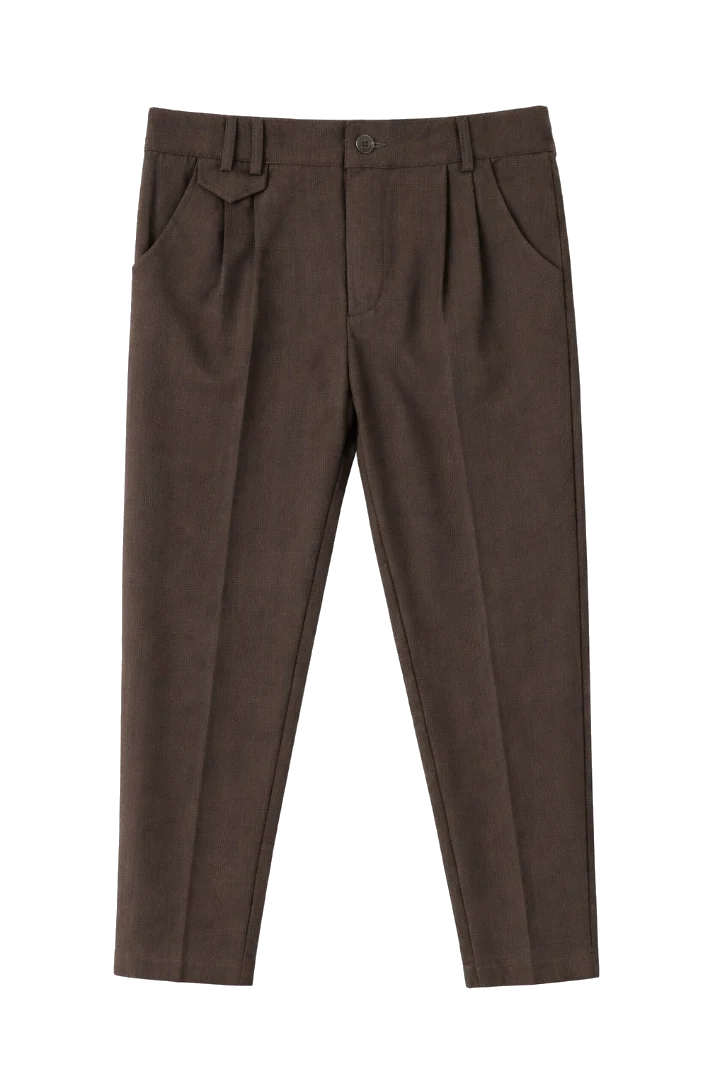 Elliot Tartan Slim Stretch Pants - Brown by Shop Cottier