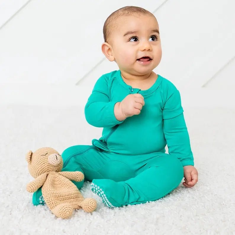 Bestaroo Emerald Bamboo Baby Footie With Dual Zipper And Fold Over Mittens - 