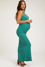 PinkBlush Emerald Green Ribbed Maternity Maxi Dress - 