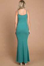 PinkBlush Emerald Green Ribbed Maxi Dress - 