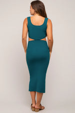 PinkBlush Emerald Maternity Midi Dress with Side Cutouts for Modern Moms - Apparel & Accessories > Clothing > Maternity Clothing > Maternity Dresses Apparel & Accessories > Clothing > Dresses