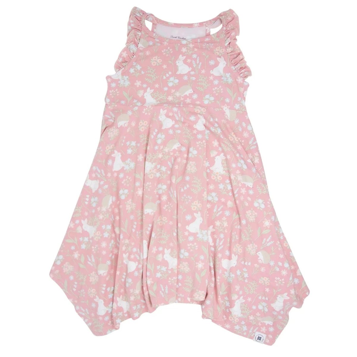 Sweet Bamboo Emma's Floral Racerback Dress with Ruffle Trim for Little Girls - 