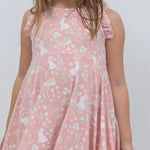 Sweet Bamboo Emma's Floral Racerback Dress with Ruffle Trim for Little Girls - 