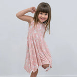 Sweet Bamboo Emma's Floral Racerback Dress with Ruffle Trim for Little Girls - 