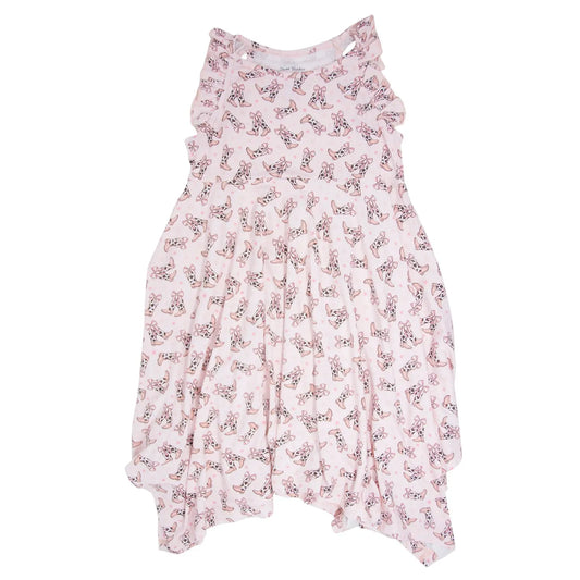Cowhide Boots Bows Emma Racerback Dress for Girls Sweet Bamboo