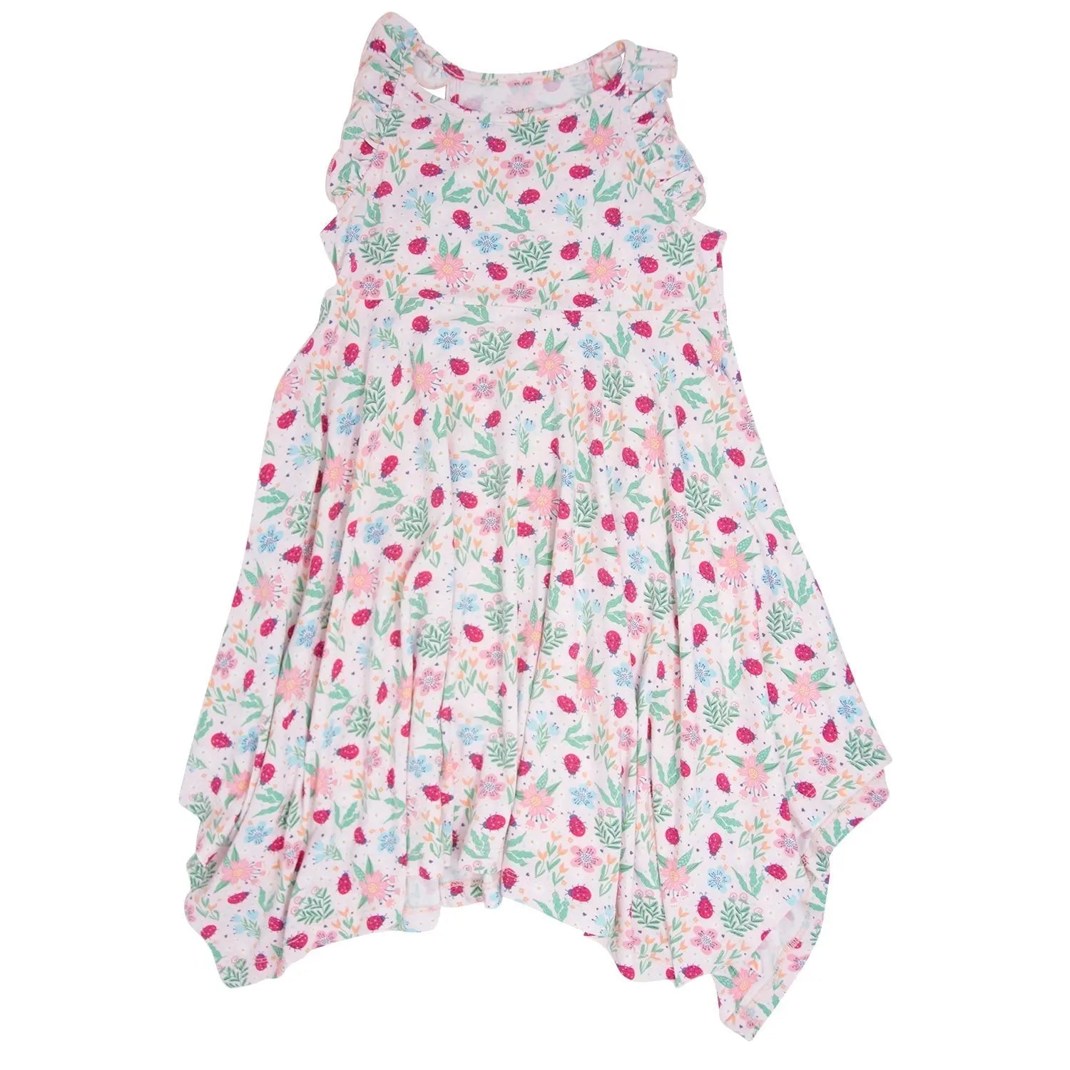 Ladybug Flower Garden Emma's Racerback Dress for Girls Sweet Bamboo