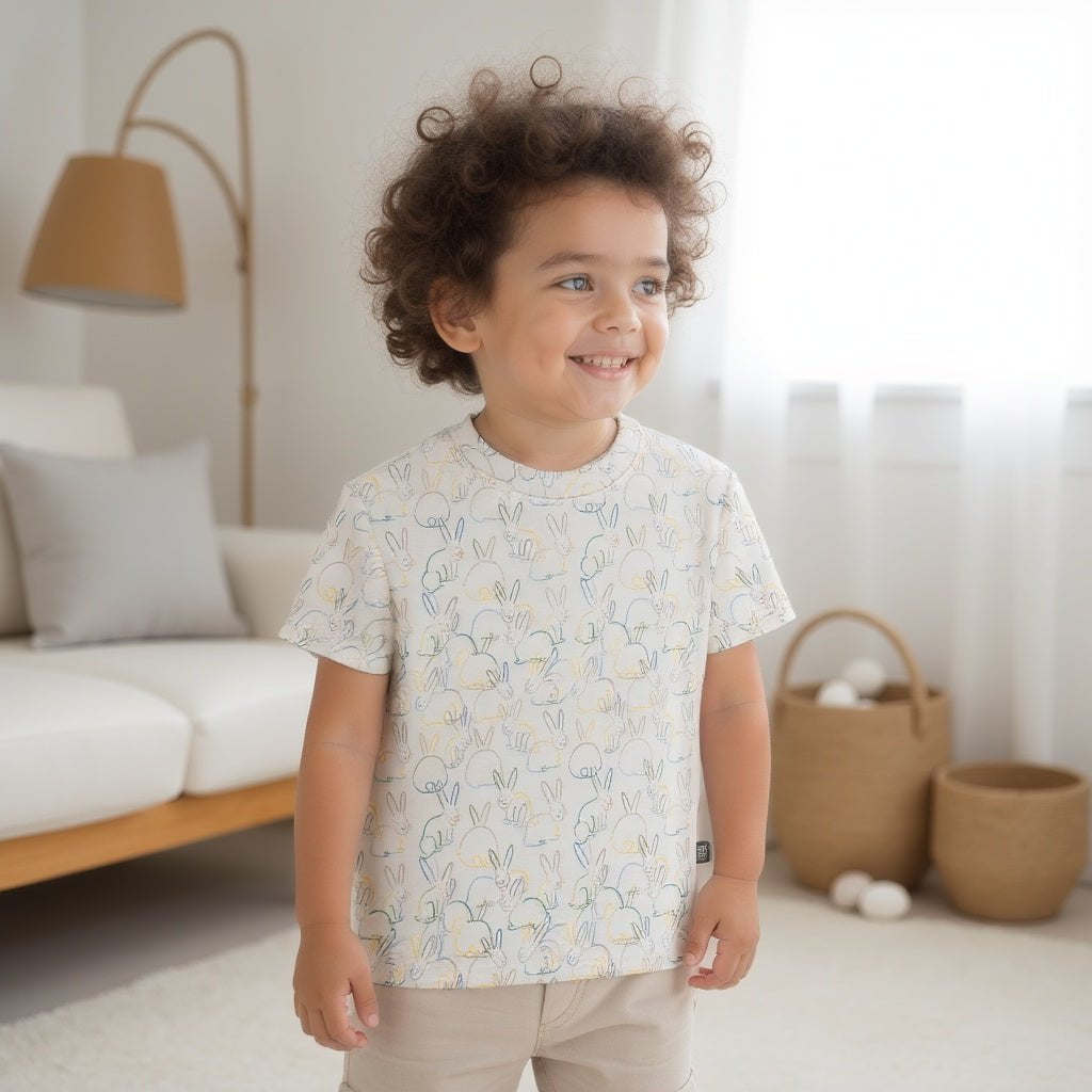 Organic Cotton Toddler Boxy Tee - Bunnies