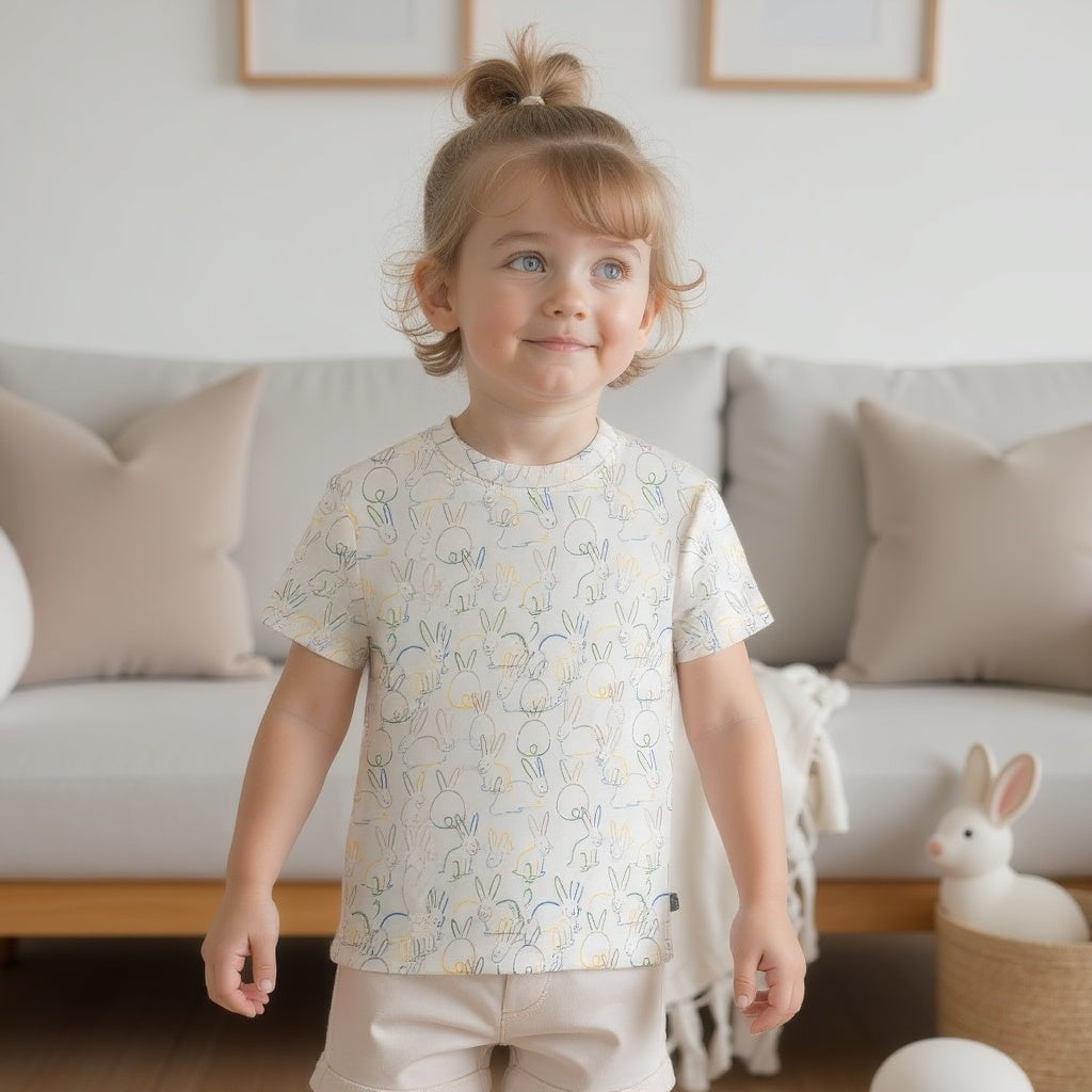 Organic Cotton Toddler Boxy Tee - Bunnies by Finn + Emma