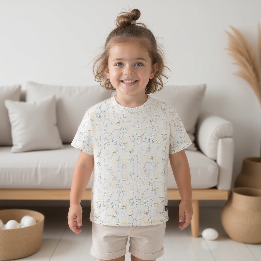 Organic Cotton Toddler Boxy Tee - Bunnies by Finn + Emma