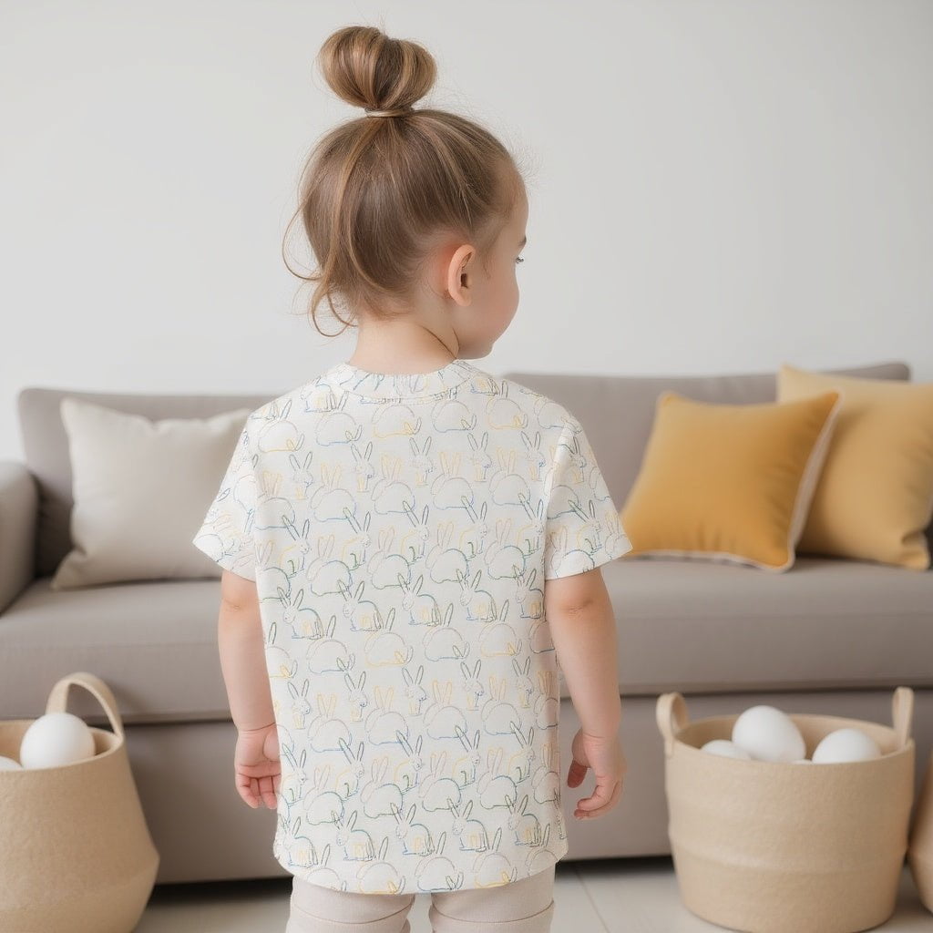 Organic Cotton Toddler Boxy Tee - Bunnies by Finn + Emma