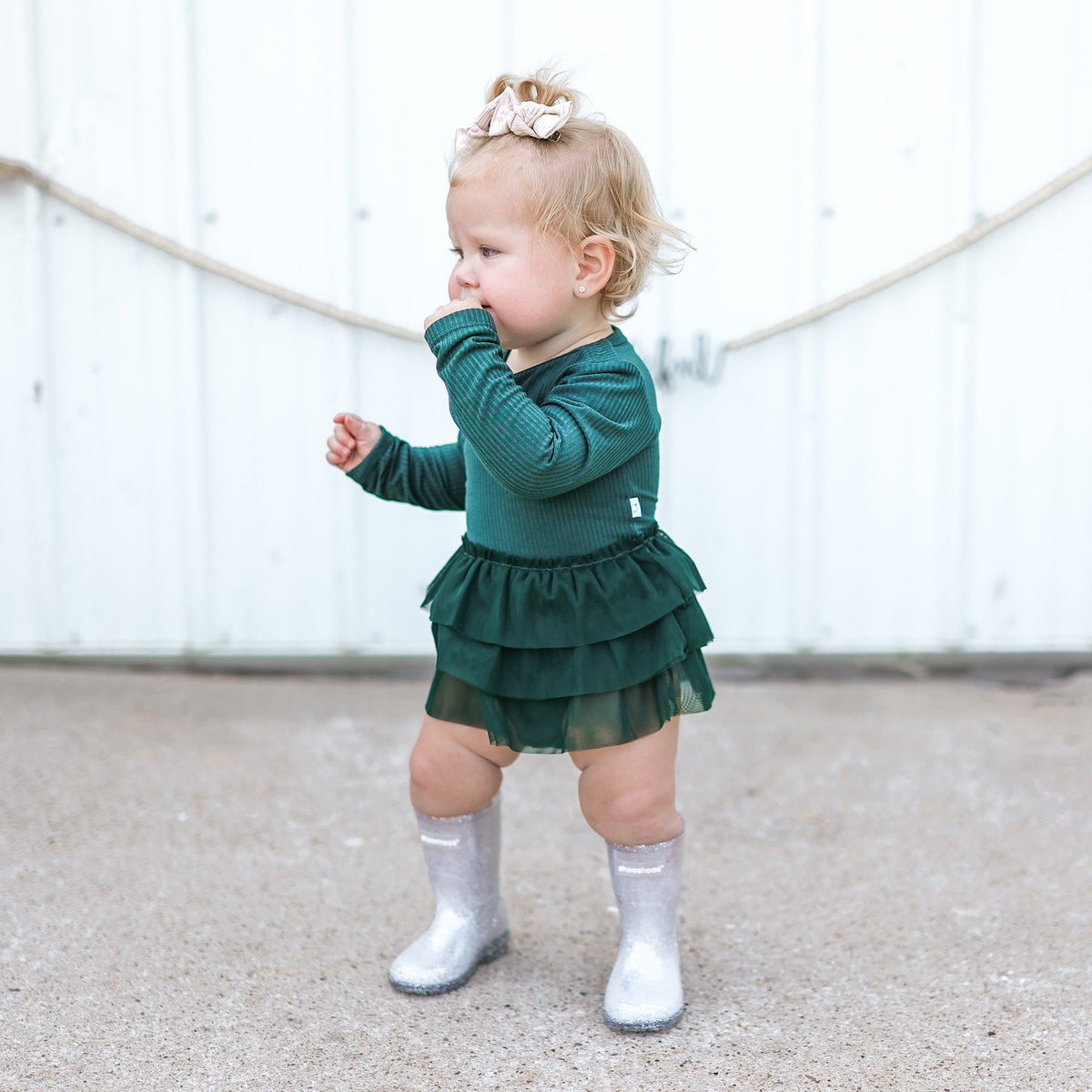 DREAM BIG LITTLE CO EVERGREEN RIB DREAM TUTU BODYSUIT DRESSEveretts Place