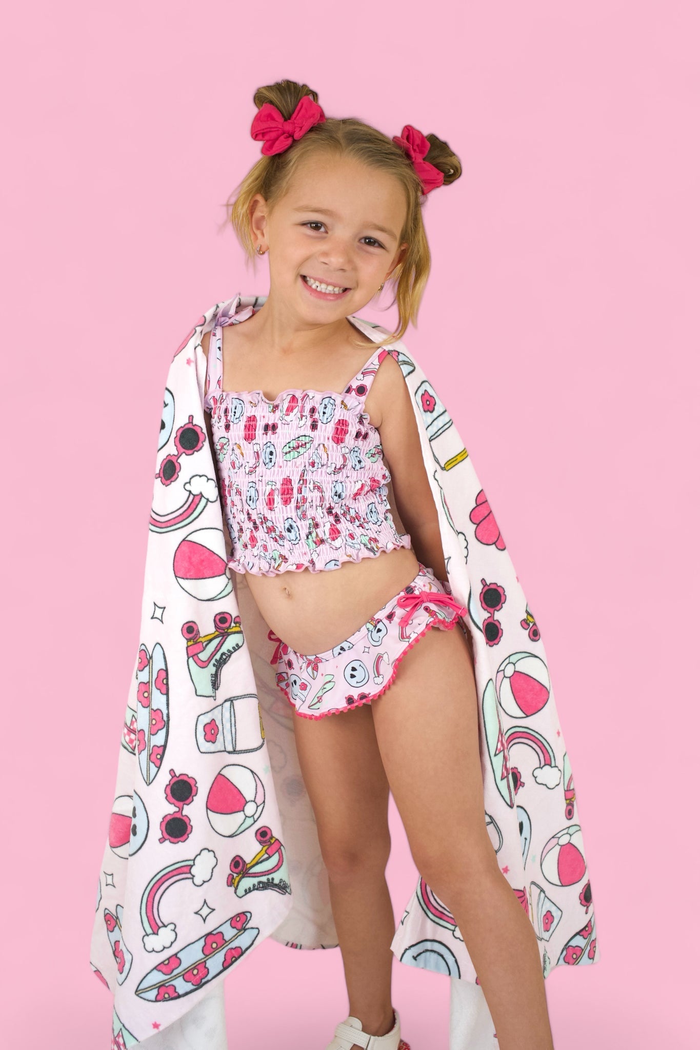 DREAM BIG LITTLE CO EXCLUSIVE BEACHIN’ IT WITH BRYNNLEIGH DREAM SMOCKED TANKINI TWO PIECE SWIM SUITEveretts Place