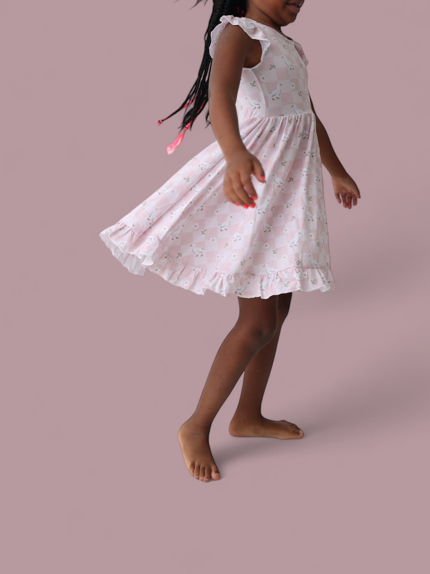 DREAM BIG LITTLE CO EXCLUSIVE DUCKS AND DAISIES DREAM CAP SLEEVE RUFFLE DRESSEveretts Place