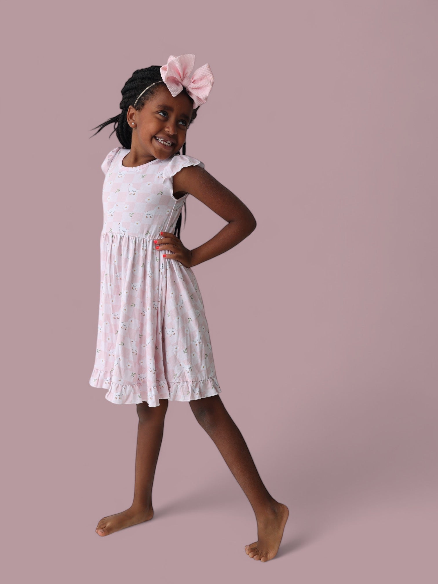 DREAM BIG LITTLE CO EXCLUSIVE DUCKS AND DAISIES DREAM CAP SLEEVE RUFFLE DRESSEveretts Place