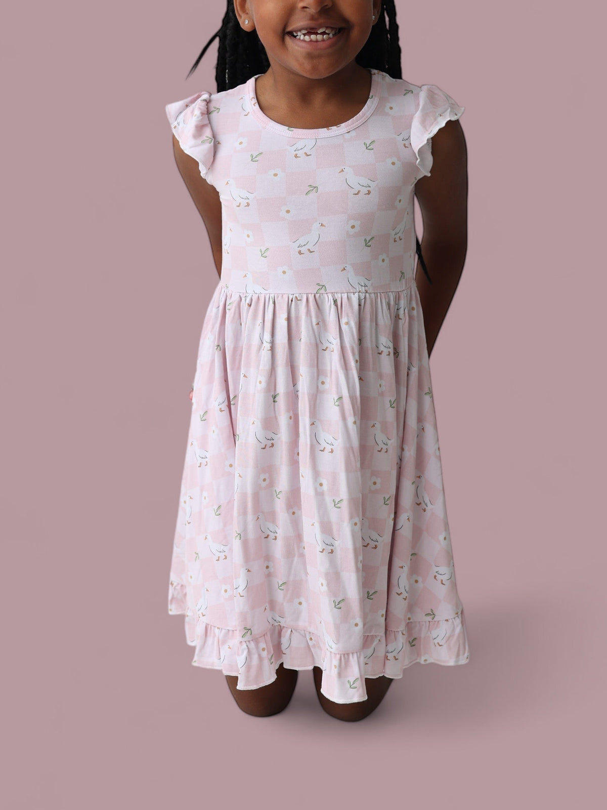 DREAM BIG LITTLE CO EXCLUSIVE DUCKS AND DAISIES DREAM CAP SLEEVE RUFFLE DRESSEveretts Place