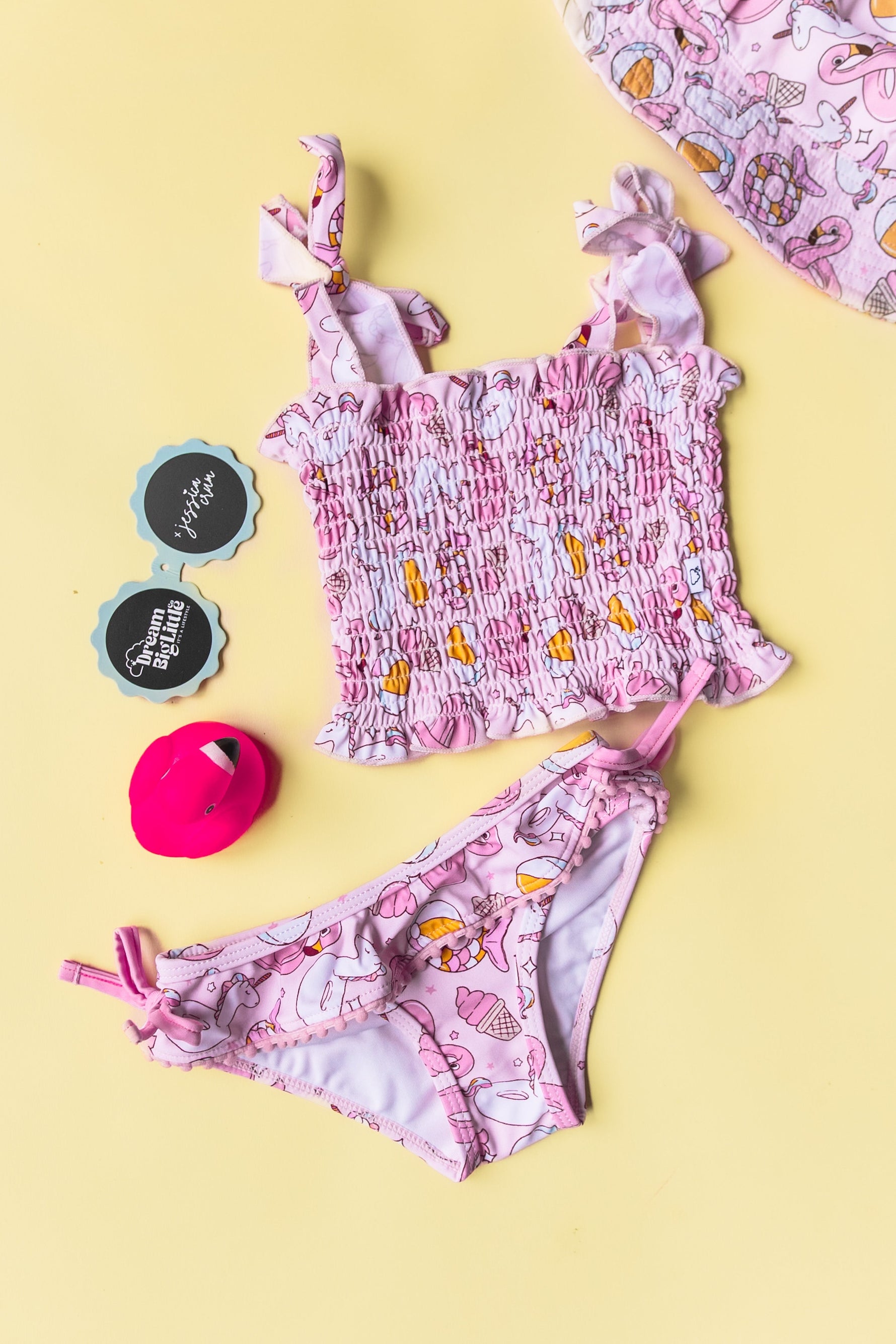 DREAM BIG LITTLE CO EXCLUSIVE GIRLS JUST WANNA HAVE SUN DREAM SMOCKED TANKINI TWO PIECE SWIM SUITEveretts Place