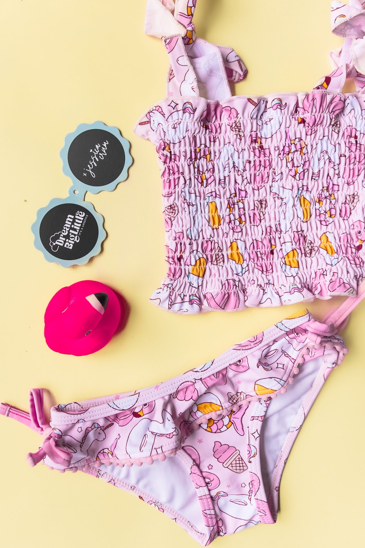 DREAM BIG LITTLE CO EXCLUSIVE GIRLS JUST WANNA HAVE SUN DREAM SMOCKED TANKINI TWO PIECE SWIM SUITEveretts Place