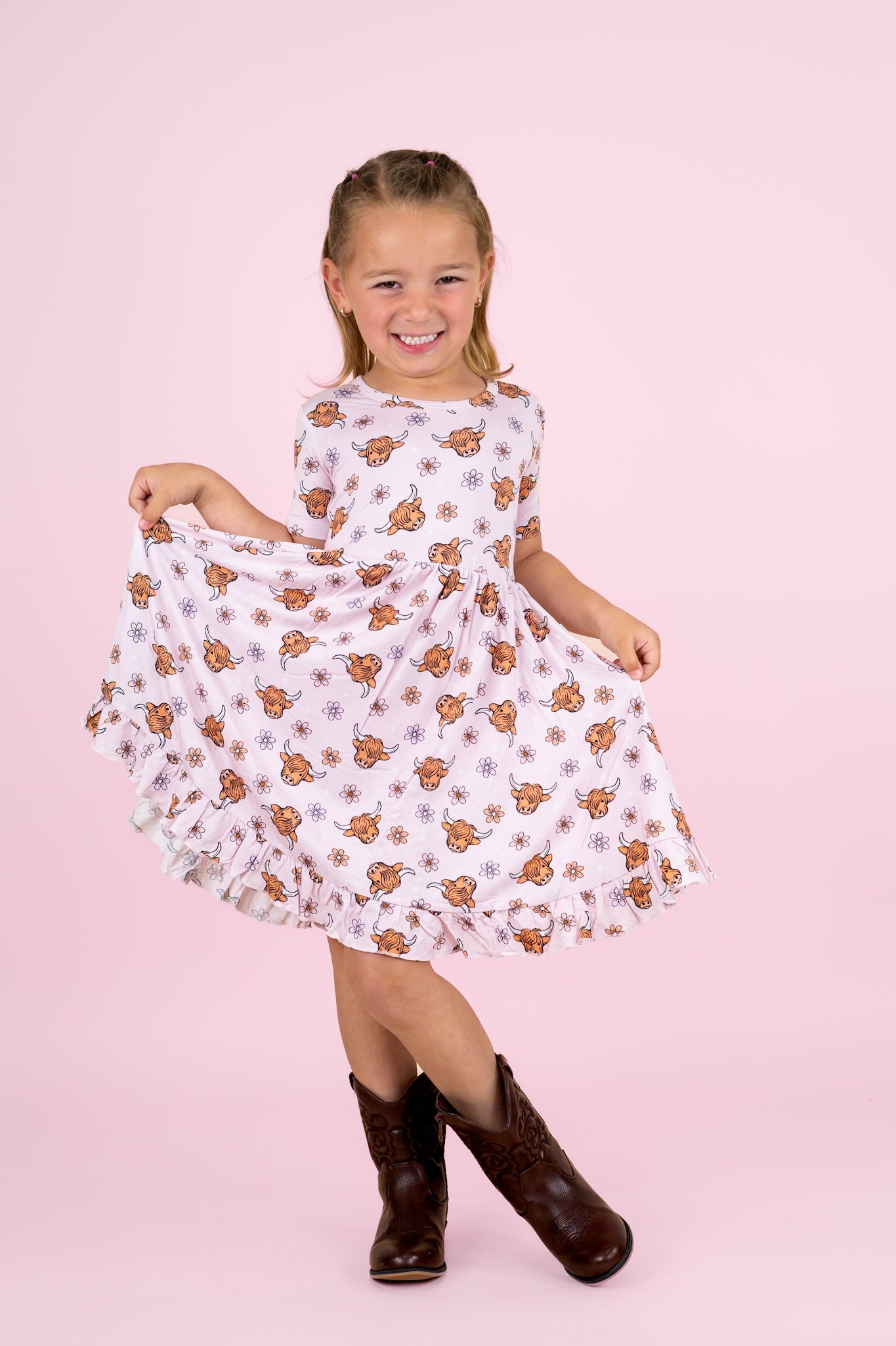DREAM BIG LITTLE CO EXCLUSIVE HIGHLAND CUTIE DREAM RUFFLE DRESSEveretts Place