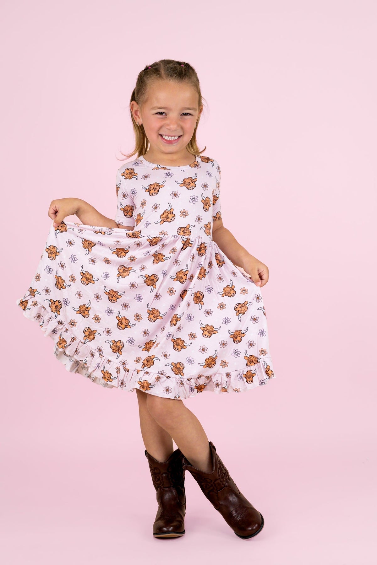DREAM BIG LITTLE CO EXCLUSIVE HIGHLAND CUTIE DREAM RUFFLE DRESSEveretts Place