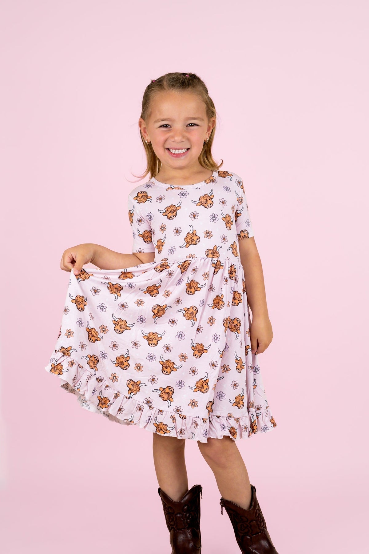 DREAM BIG LITTLE CO EXCLUSIVE HIGHLAND CUTIE DREAM RUFFLE DRESSEveretts Place