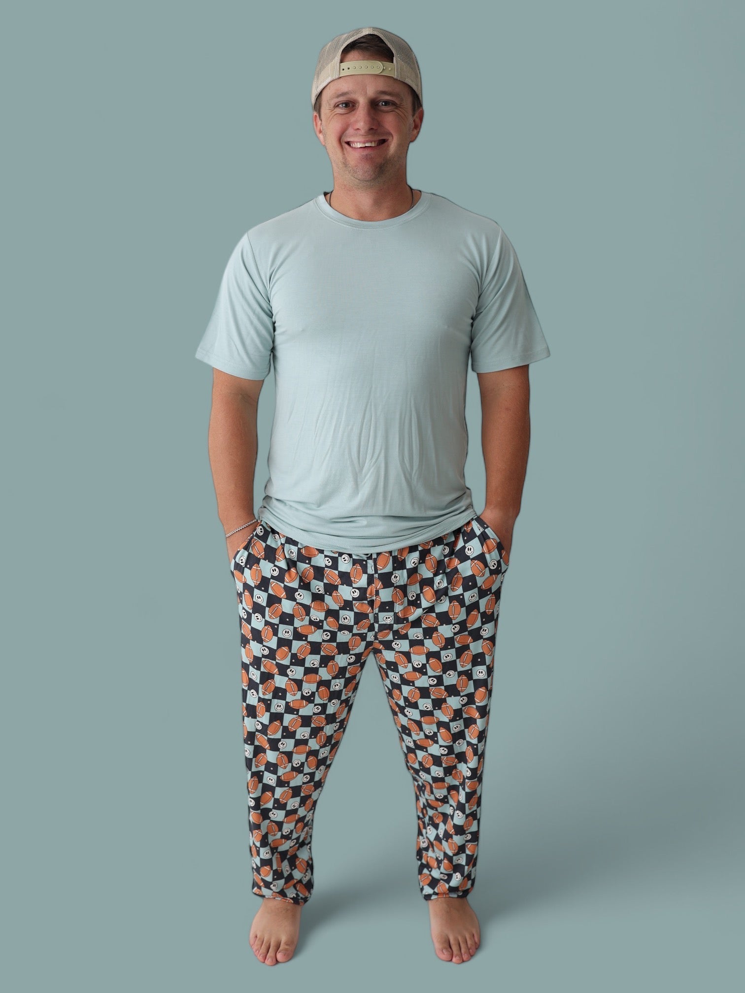 DREAM BIG LITTLE CO EXCLUSIVE LUKE'S FANTASY FOOTBALL SHORT SLEEVE MEN'S DREAM JOGGER SETEveretts Place