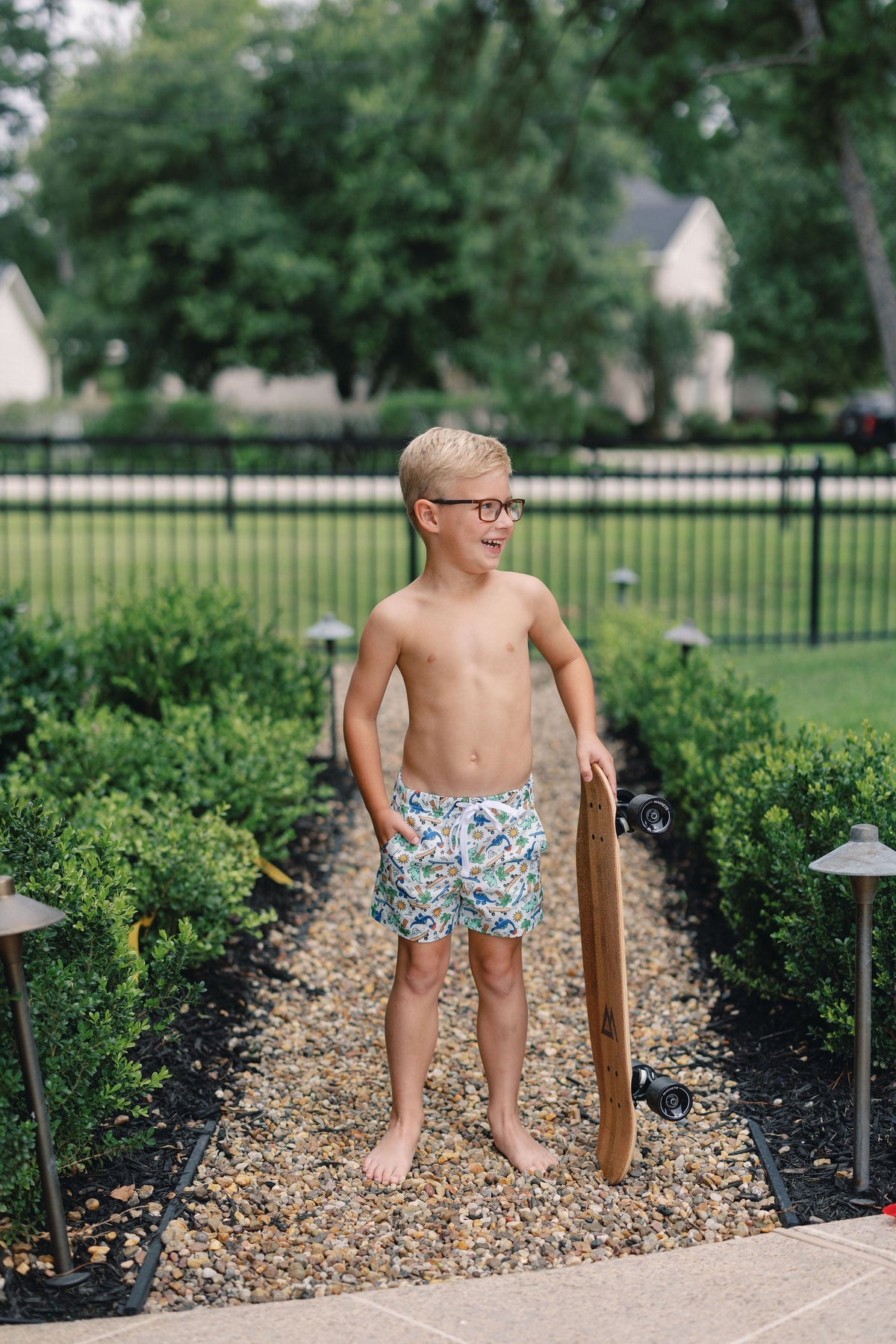 DREAM BIG LITTLE CO EXCLUSIVE SURF - O - SAURUS DREAM SWIM TRUNKSEveretts Place