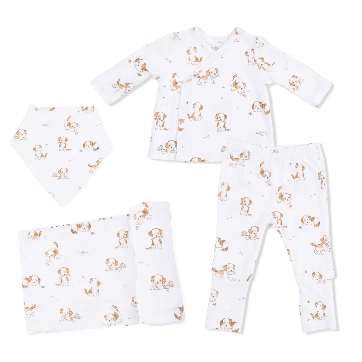 Angel Dear Explorer Puppy - Take Me Home Set with Bandana Bib & Swaddle - 