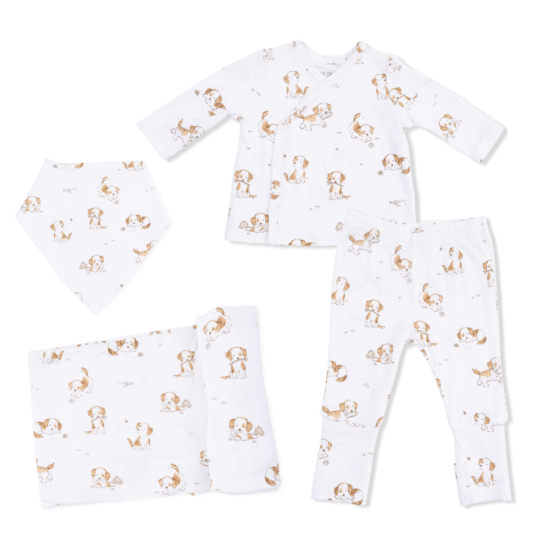 Angel Dear Explorer Puppy - Take Me Home Set with Bandana Bib & Swaddle - 