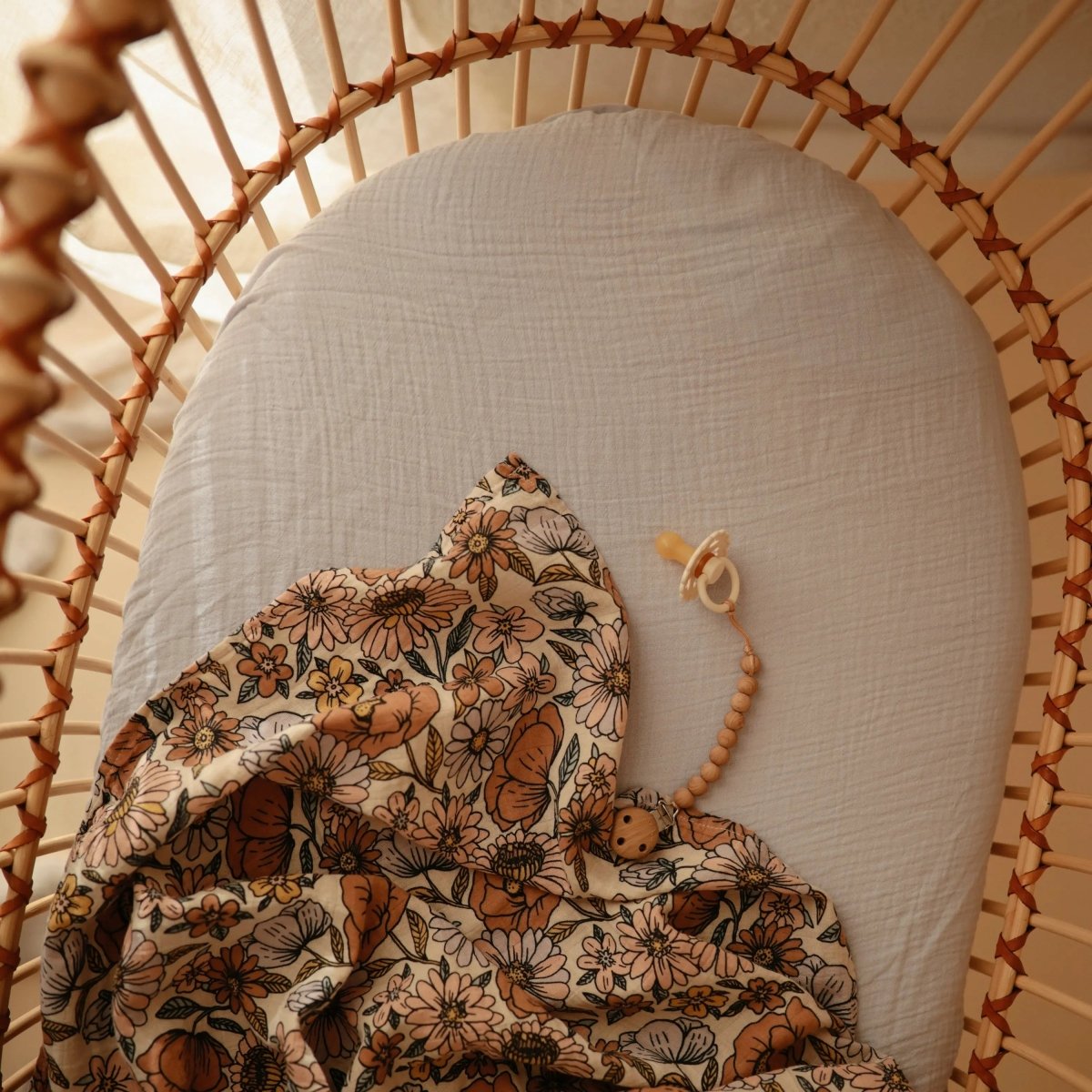 Mushie Extra Soft Bassinet Muslin Crib Sheet for Baby - 100 Percent Cotton Breathable Fabric - 