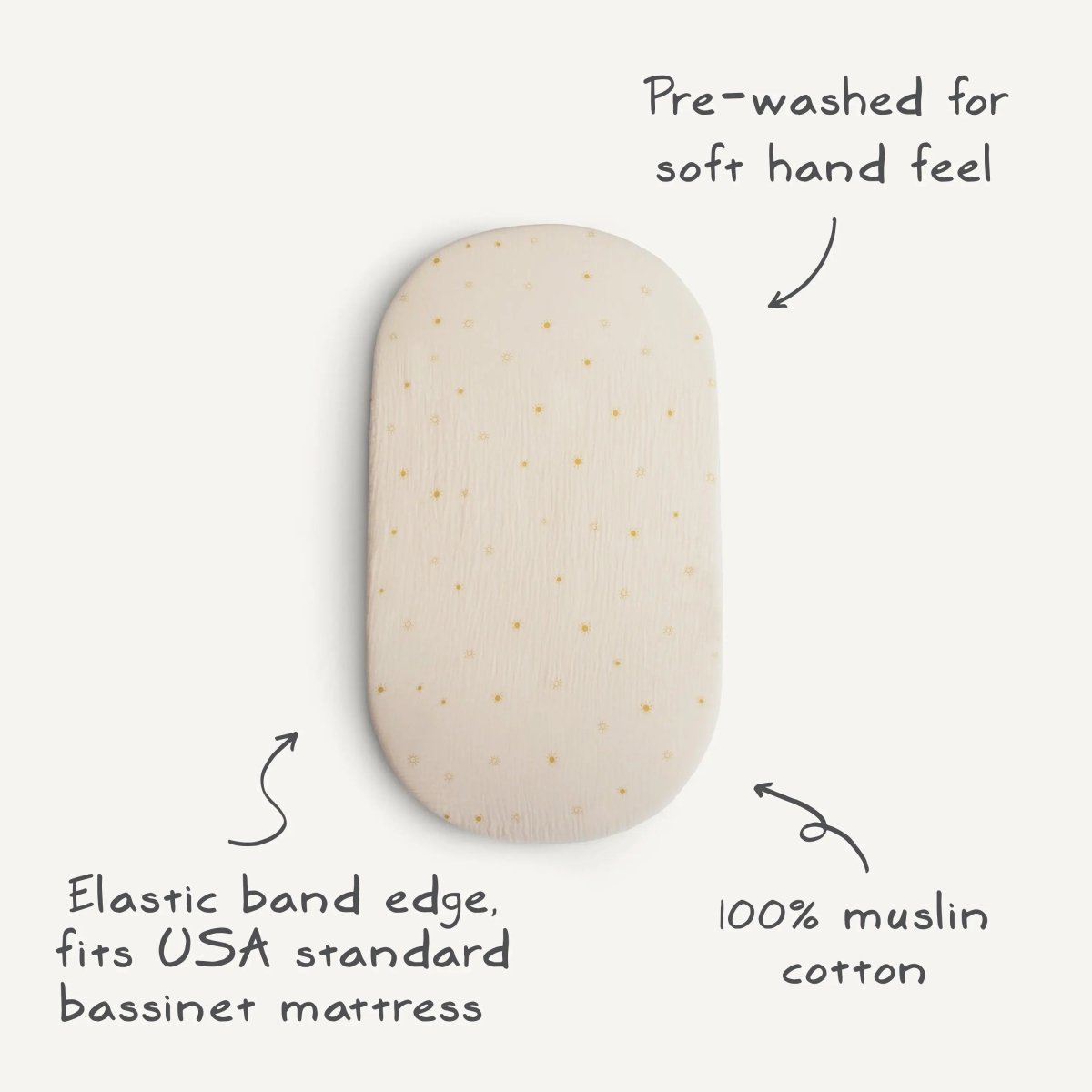 Mushie Extra Soft Bassinet Muslin Crib Sheet for Baby - 100 Percent Cotton Breathable Fabric - 