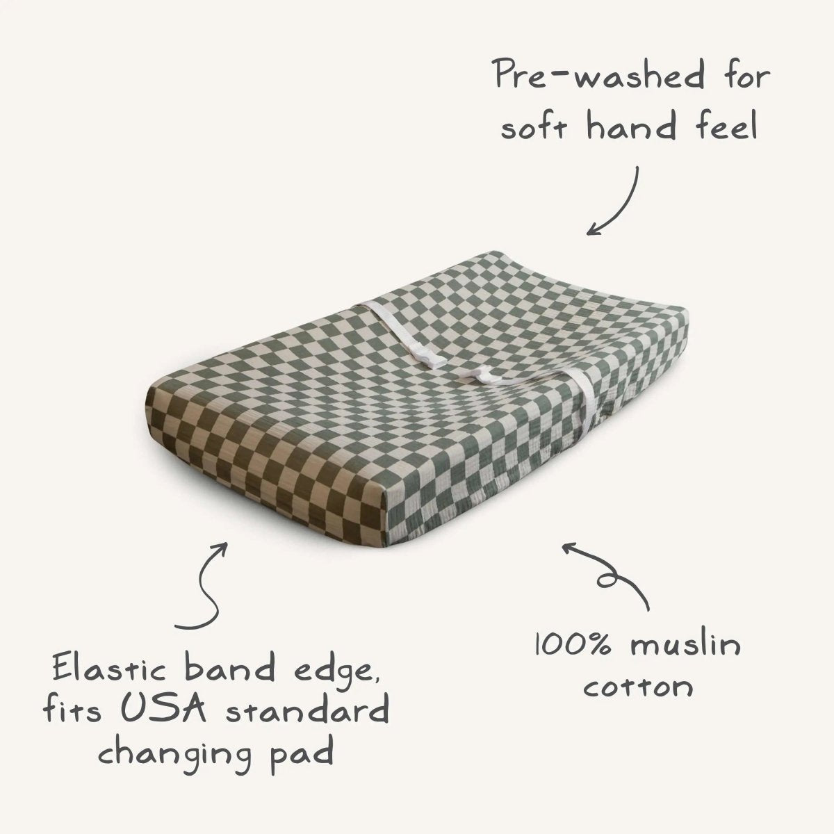 Mushie Extra Soft Muslin Changing Pad Cover 100 Percent Cotton Breathable and Cozy Design - Everetts Place Boutique - 