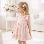 Tesa Babe Eyelet Girl's Cotton Dress for Special Occasions - Pink - 