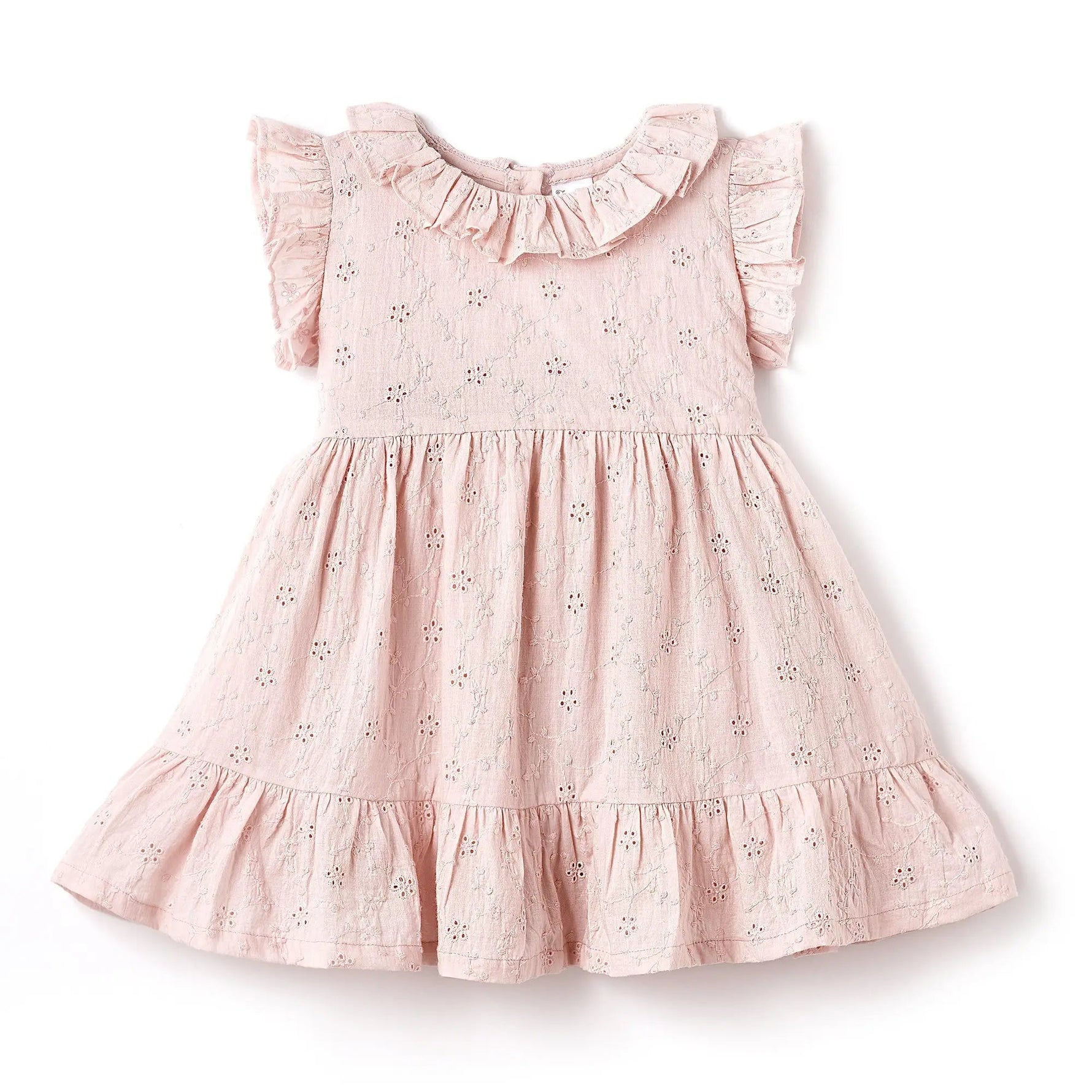 Tesa Babe Eyelet Girl's Cotton Dress for Special Occasions - Pink - 