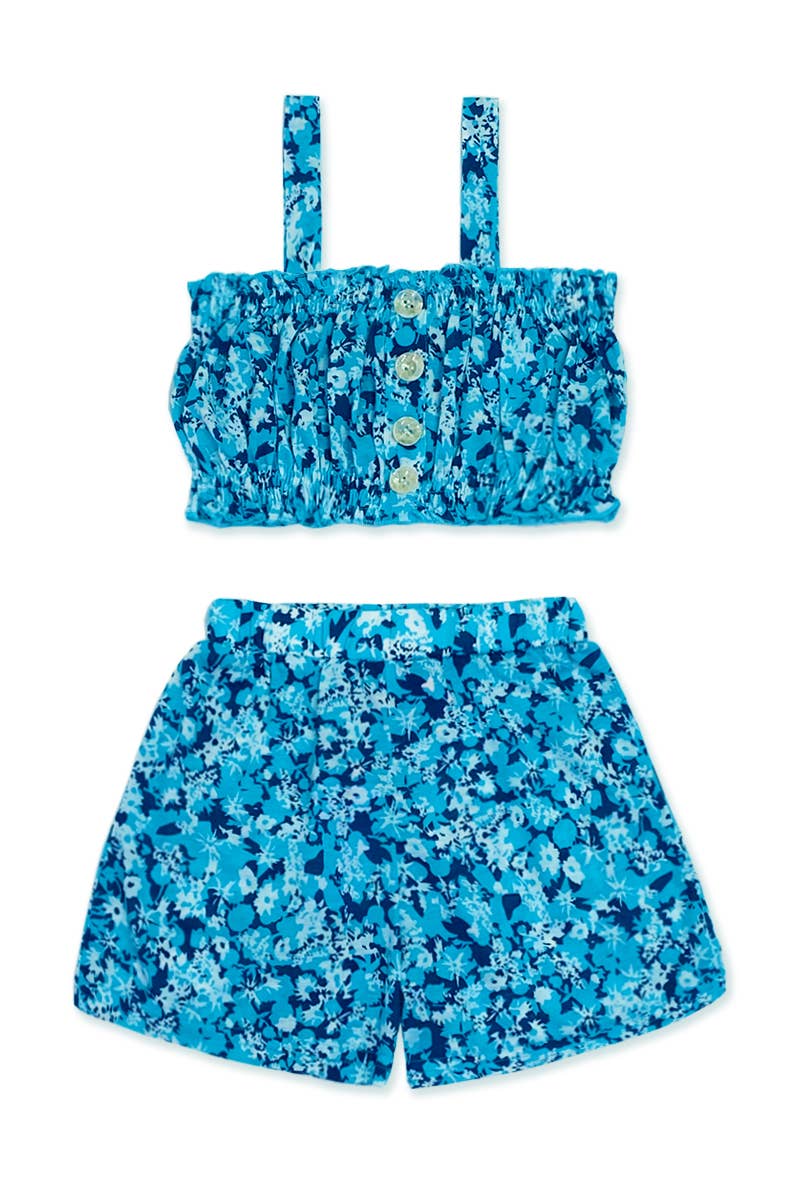 Cutie Patootie Clothing - TKSS-3006T-AMY19 Toddler's 2 Piece Floral Short Set - Blue Floral / 4 by Cutie Patootie Clothing at Everetts Place