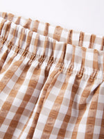 Rylee Faith Designs Fall Boys Thanksgiving Smocking Embroidered Brown Plaid Outfit Set - 