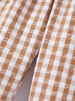 Rylee Faith Designs Fall Boys Thanksgiving Smocking Embroidered Brown Plaid Outfit Set - 