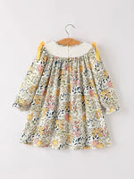 Rylee Faith Designs Fall Embroidery Smocking Bow Floral Leaf Baby Girls Dress - 