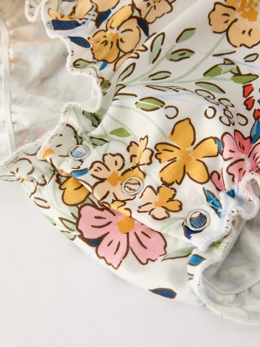 Rylee Faith Designs Fall Embroidery Smocking Bow Floral Leaf Baby Girls Romper - 