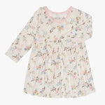 Bestaroo Fall Florals Cream Dress For Girls With Long Sleeve Twirl - 