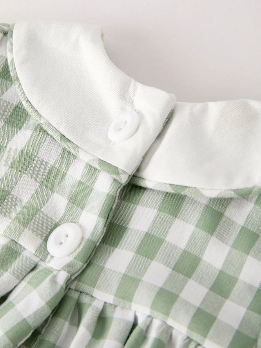 Rylee Faith Designs Fall Halloween And Thanksgiving Applique Plaid Girls Bloomers Romper Set - 