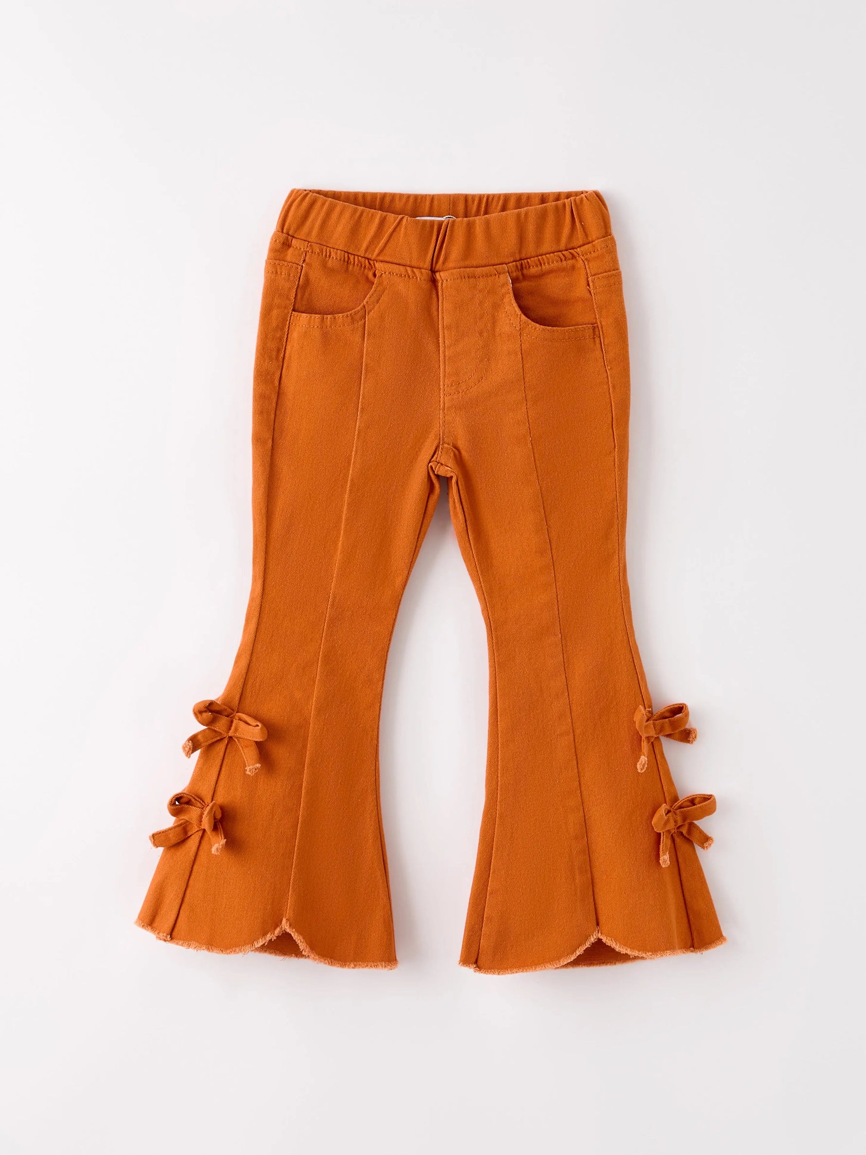 Rylee Faith Designs Fall Halloween And Thanksgiving Bow Bell Bottoms With Bow - 
