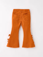Rylee Faith Designs Fall Halloween And Thanksgiving Bow Bell Bottoms With Bow - 