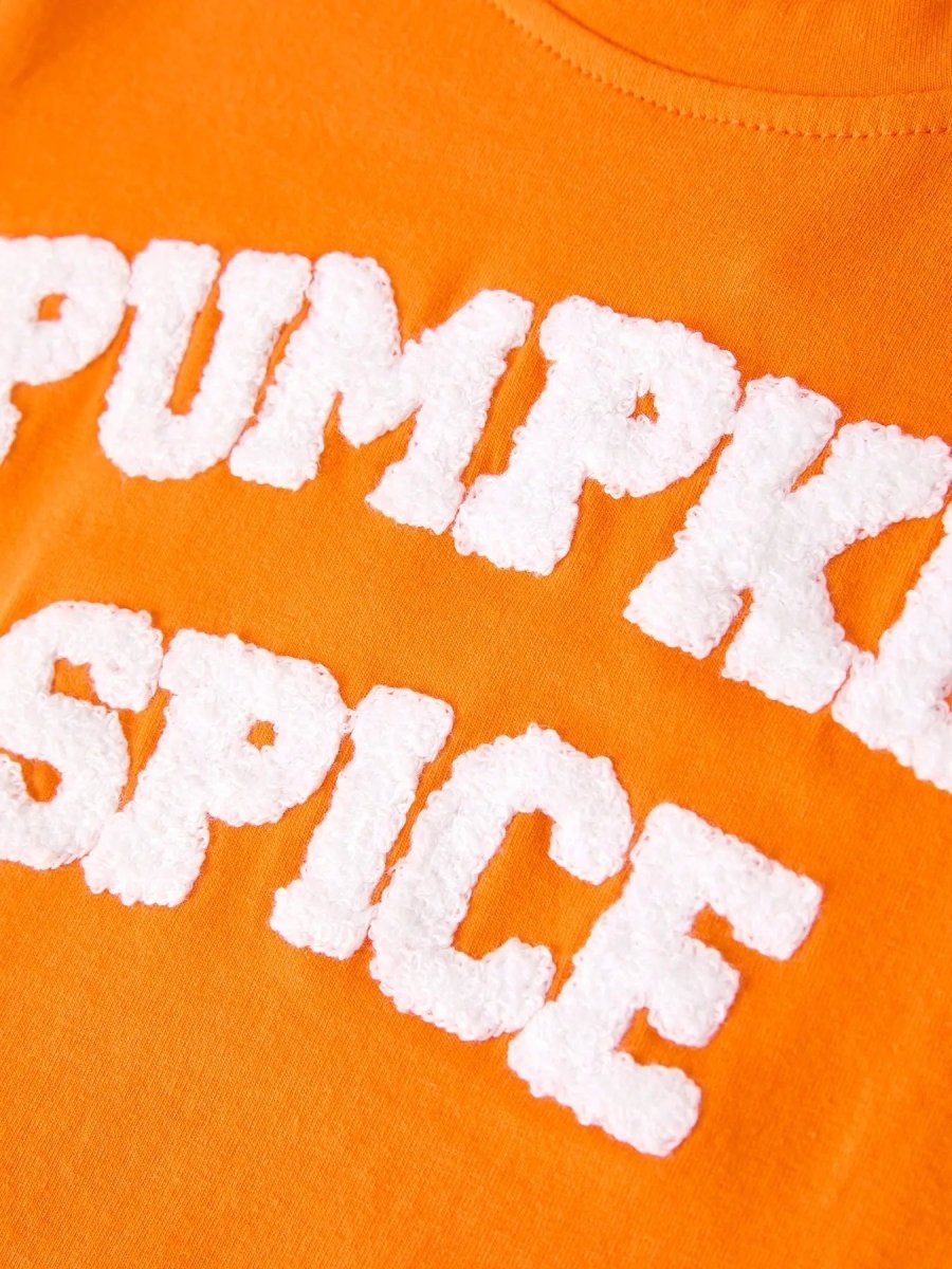 Rylee Faith Designs Fall Halloween and Thanksgiving Pumpkin Spice Chenille Patches Girls Set - 