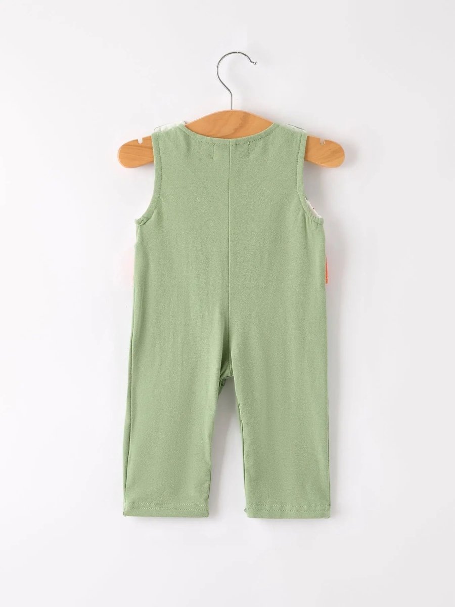 Rylee Faith Designs Fall Thanksgiving Chicken Smock Embroidered Green Boys Romper - 