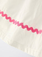 Rylee Faith Designs Fall White Girls Dress with Pink Bow Embroidery - 