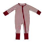 Red Stripe Bamboo Zipper by Mebie Baby