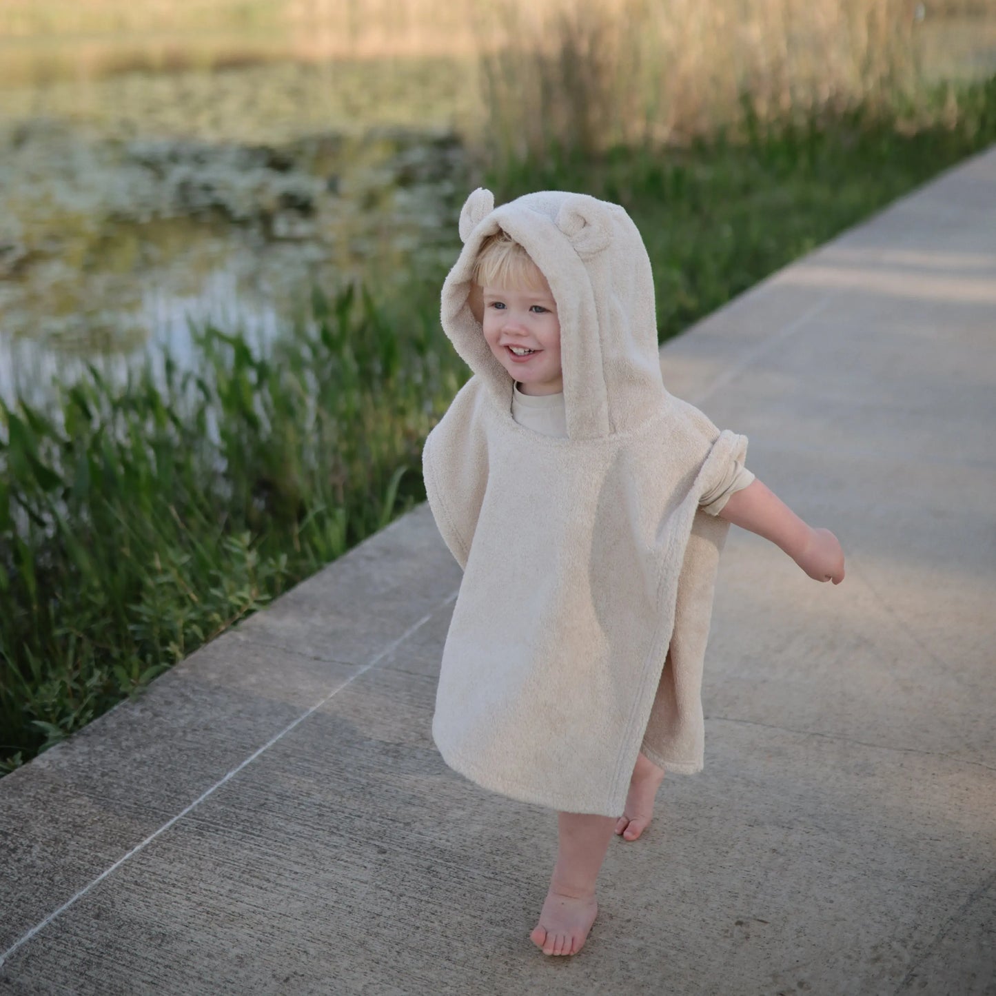 Bear Poncho Towel for Kids Made from 100 Percent Organic Cotton Soft and Absorbent Perfect for Bath Time and Swim Cozy Cuddles Machine Washable Toddler Friendly Design Mushie